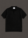 Midnight Black Crochet Polo