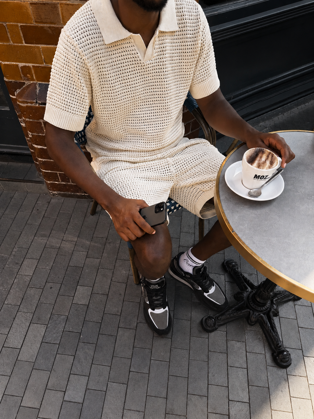 Beach Cream Crochet Polo
