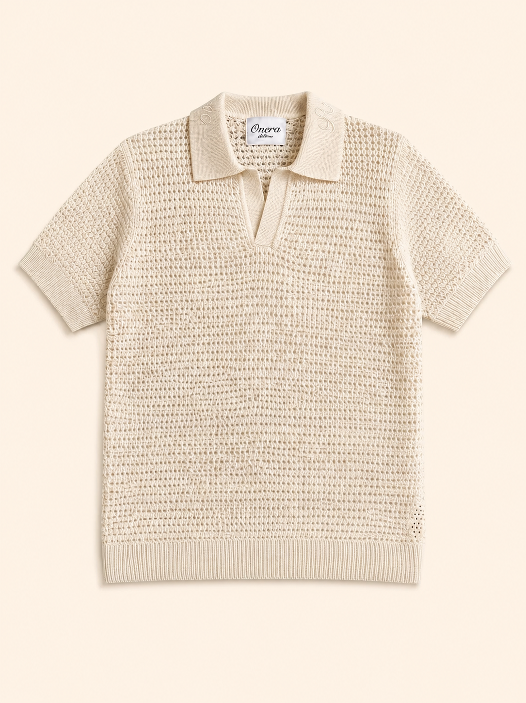 Beach Cream Crochet Polo