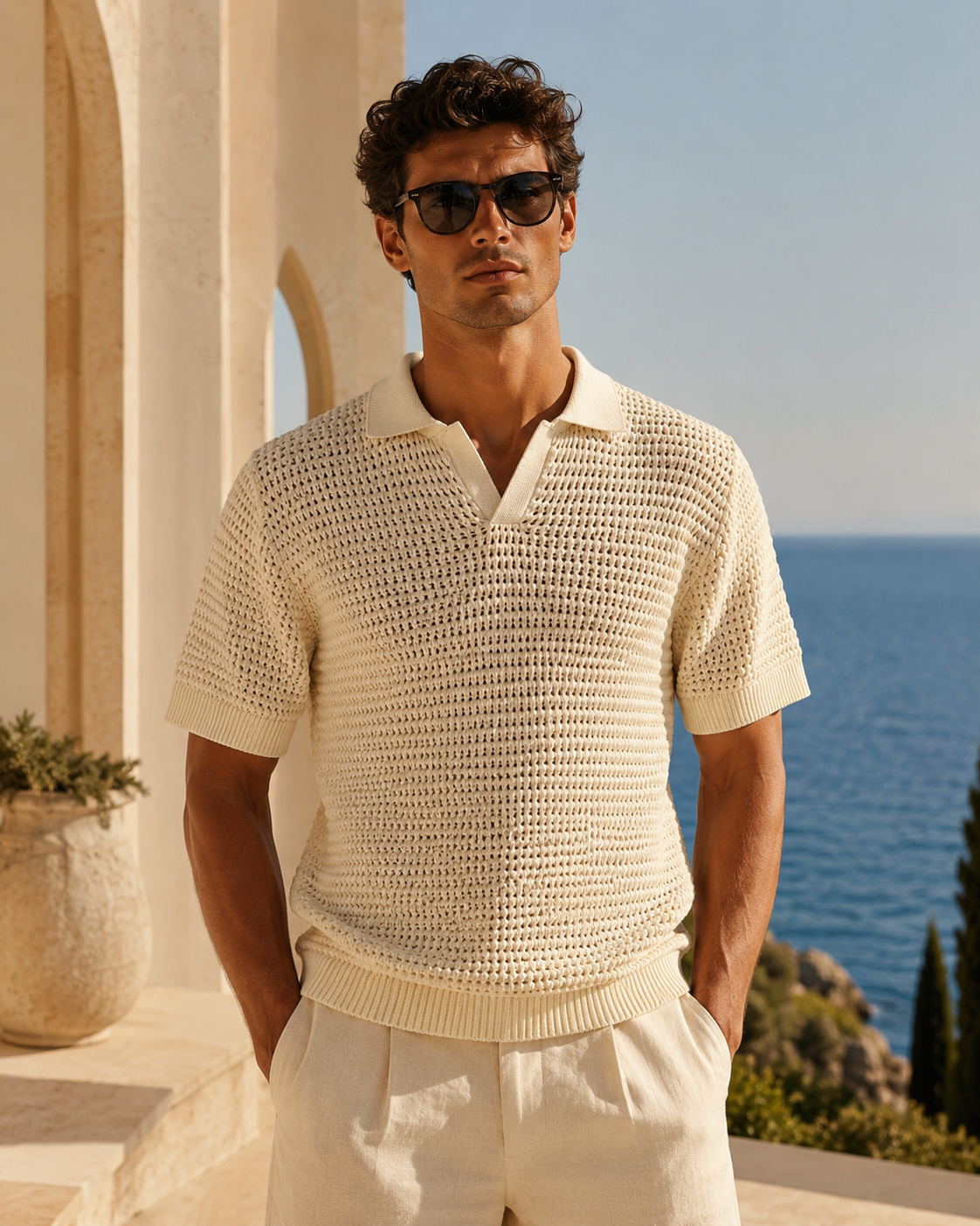 Riviera Knit Polo - Ivory