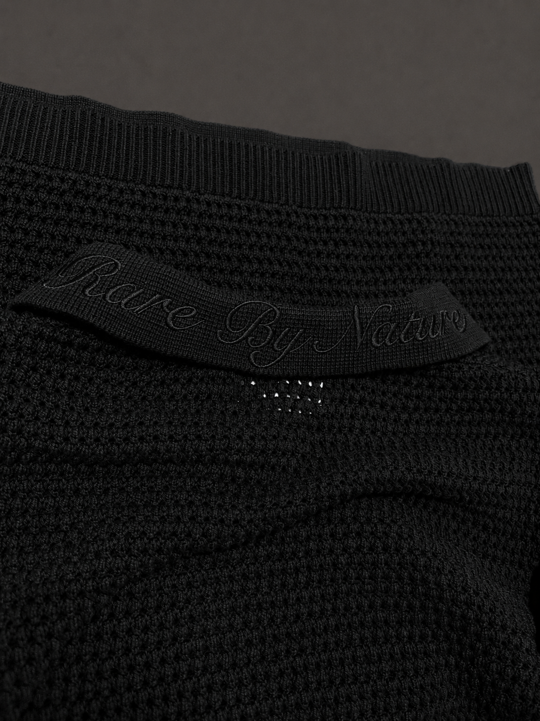 Midnight Black Crochet Polo