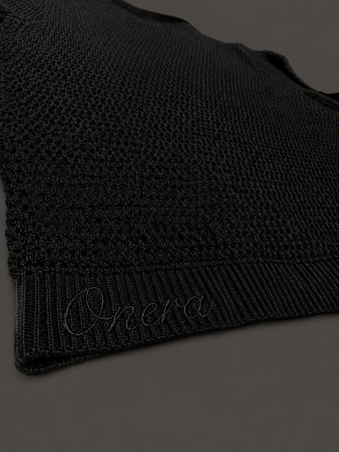 Midnight Black Crochet Polo